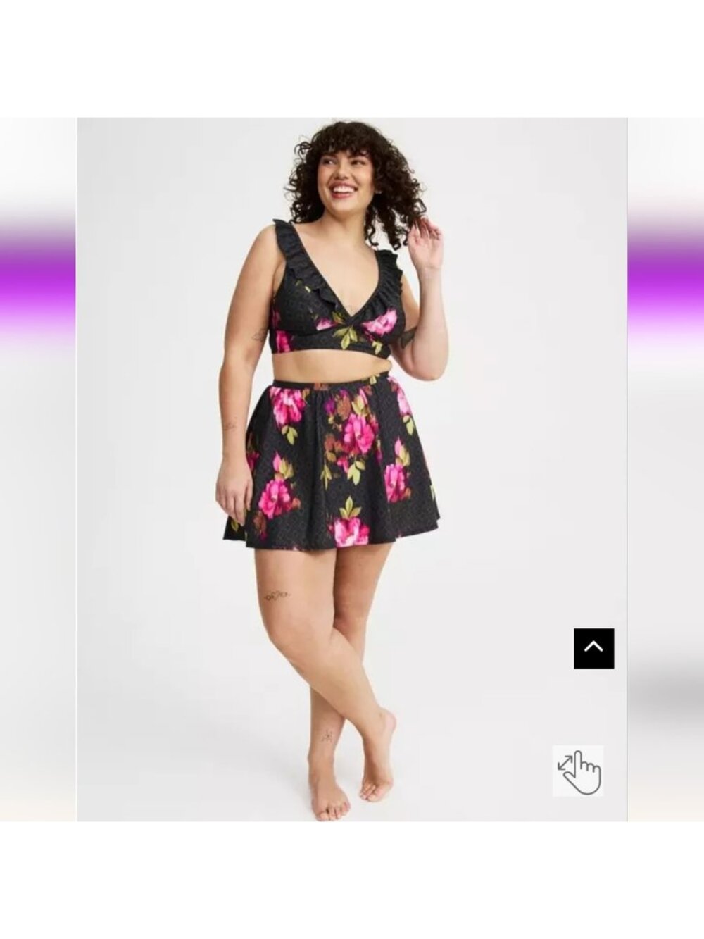 Torrid Wireless Floral Ruffle Bikini Top & Swim Skirt With Bottoms NWT Sz 4x - Picture 8 of 16